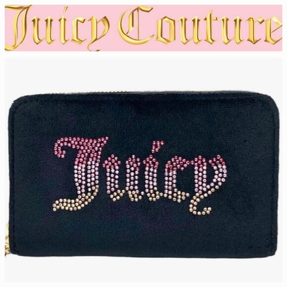 Juicy Couture BE Classic Double Sided Pink Ombre Rhinestone Logo Tri-Fold Wallet - Picture 1 of 5